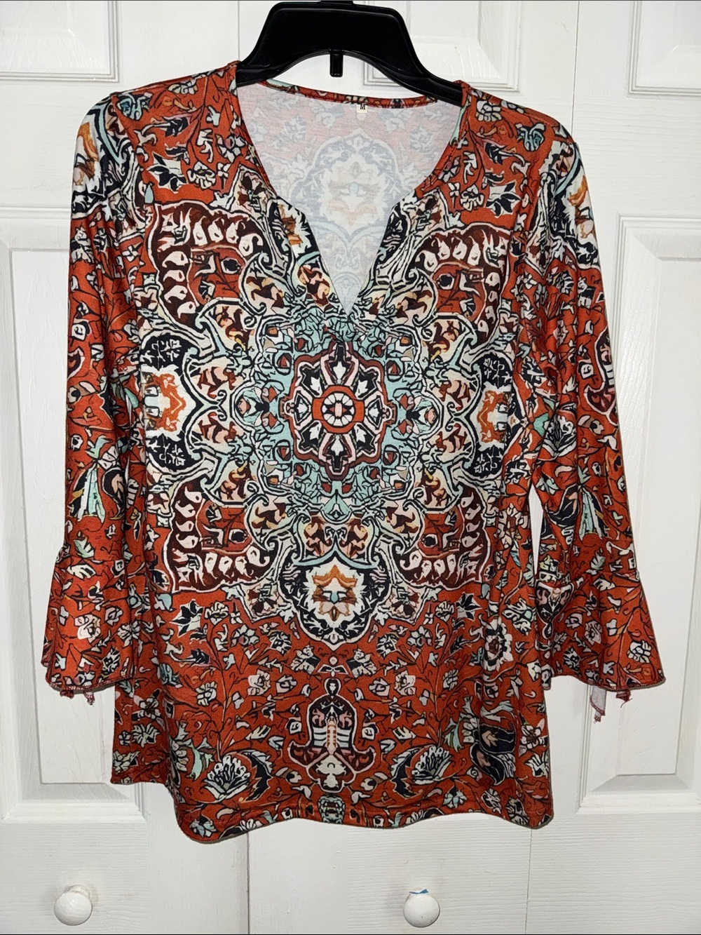 Amazon Rust Multi Medallion Print V-Neck Tunic